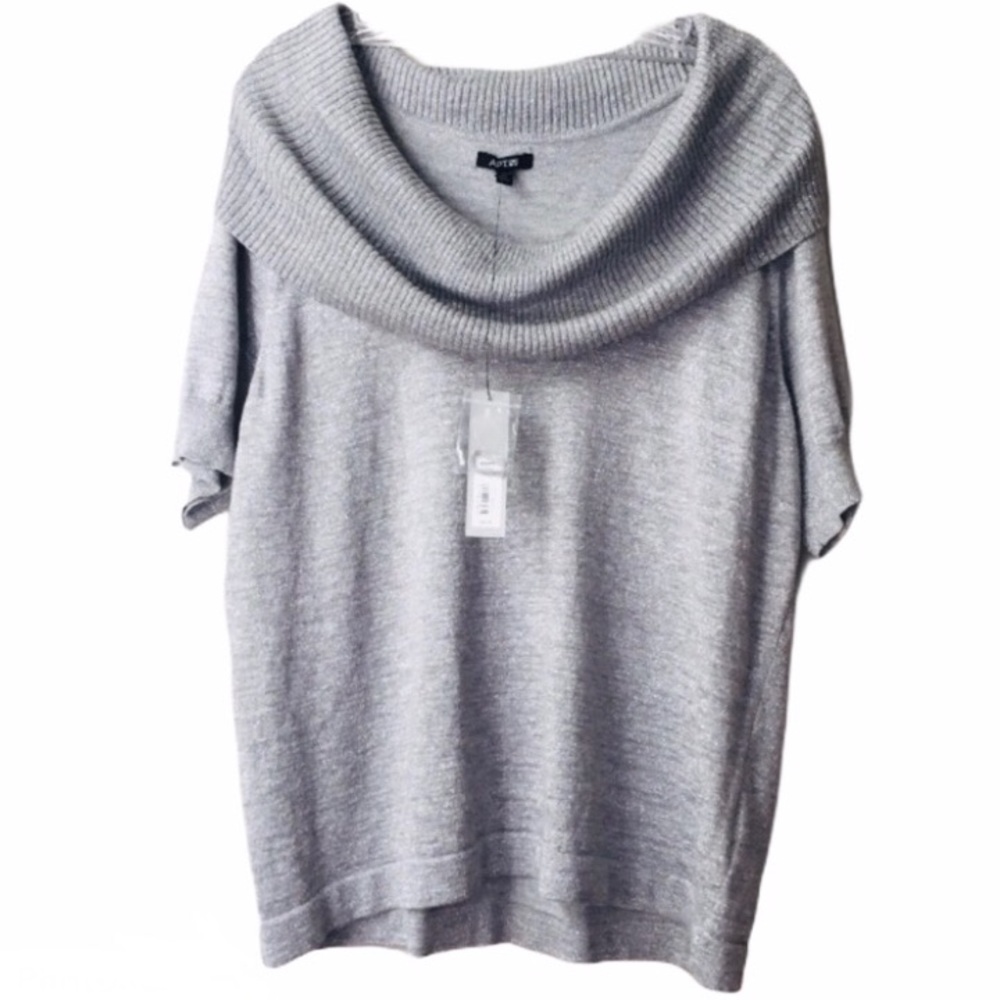 Apt.9 Short Sleeve Cowl Neck Gray/Silver 0X - NWT